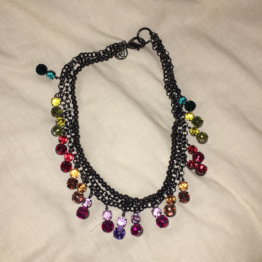 Black toned metal statement necklace